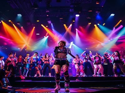 亚洲娱乐综合频道展示画面，包含K-pop明星舞台演出与华语影视剧照，色彩鲜艳氛围热烈
